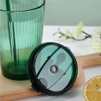 Wholesale Reusable Glass Bottle Drink Clear Coffee Tumblers Cup With Straw Mug