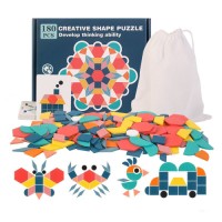 DIY Childrens Wooden Toys 180pcs Wooden Jigsaw Puzzle Board Set Colorful Baby Montessori Educational Toy
