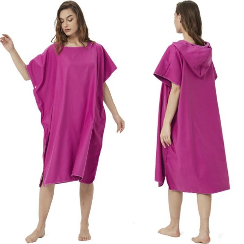 Hot sale custom summer hooded cotton solid fleece beach coverup poncho