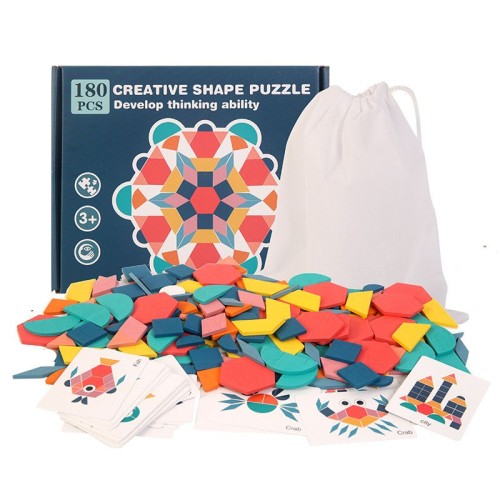 DIY Childrens Wooden Toys 180pcs Wooden Jigsaw Puzzle Board Set Colorful Baby Montessori Educational Toy