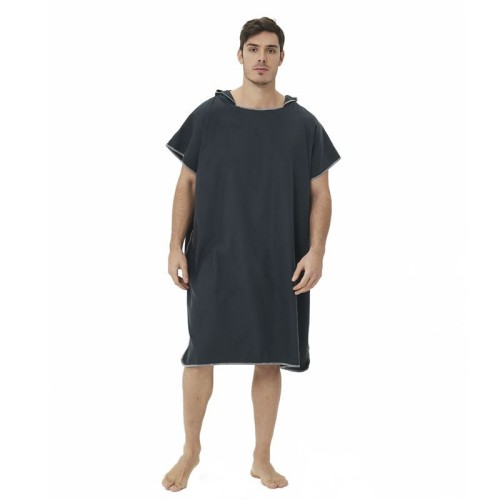Hot sale custom summer hooded cotton solid fleece beach coverup poncho