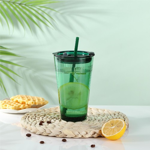 Wholesale Reusable Glass Bottle Drink Clear Coffee Tumblers Cup With Straw Mug